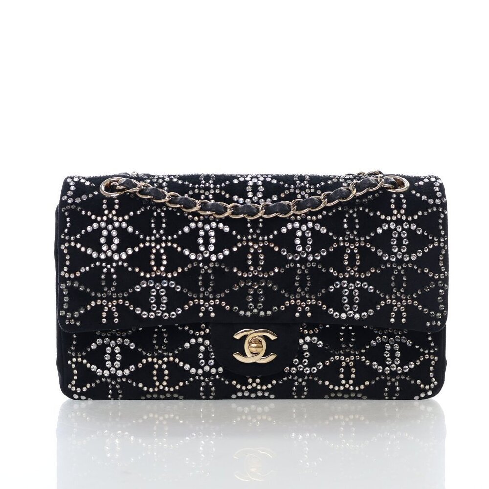 Chanel Medium Velvet Crystal Embellished Classic Double Flap Bag